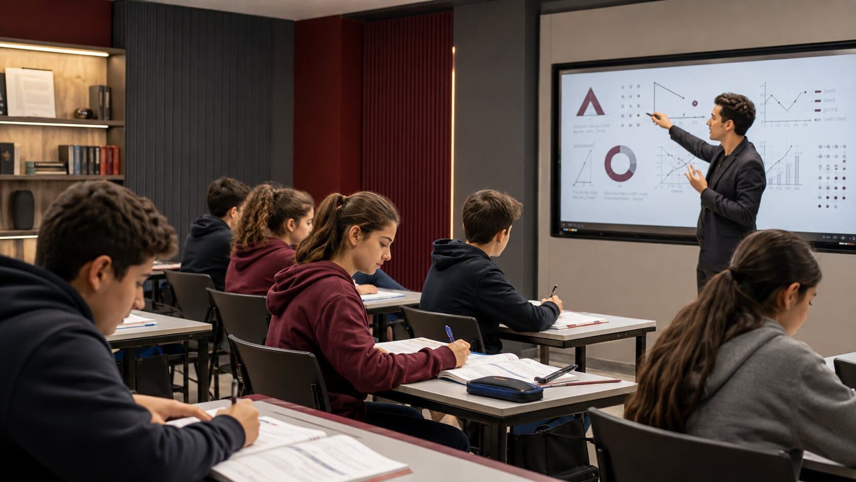 LGS hazırlığında veri ve problem çözme çalışması yapan sekizinci sınıf öğrencileri